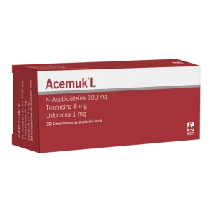 ACEMUK L X 20 Comp (acetilcisteina-tirotricina-lidocaina)