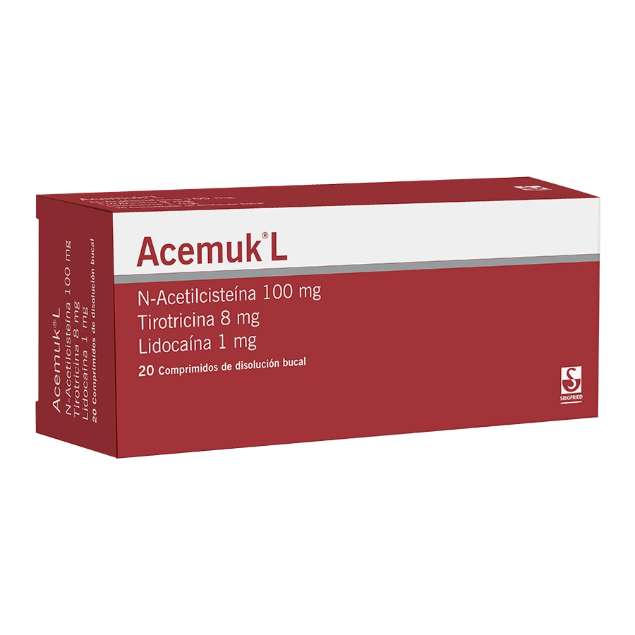 ACEMUK L X 20 Comp (acetilcisteina-tirotricina-lidocaina)